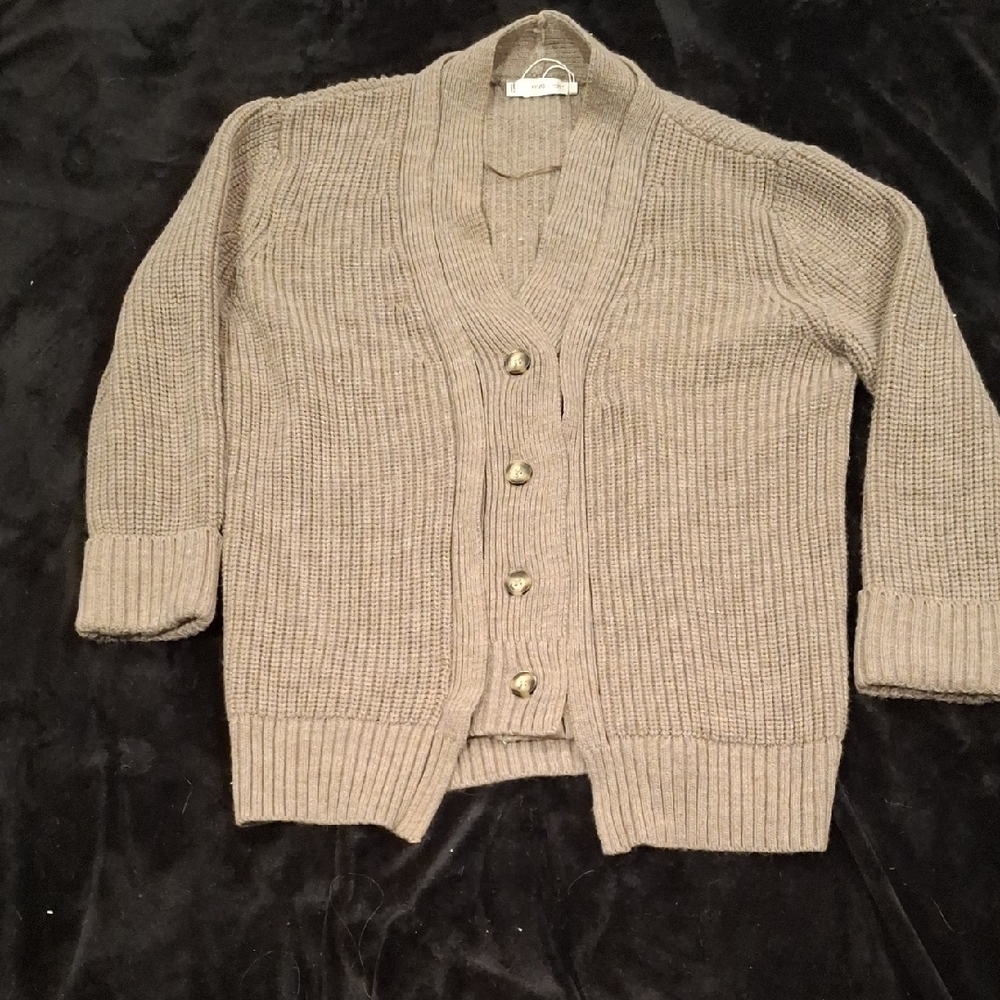 Mango Cozy Tan Knit Cardigan